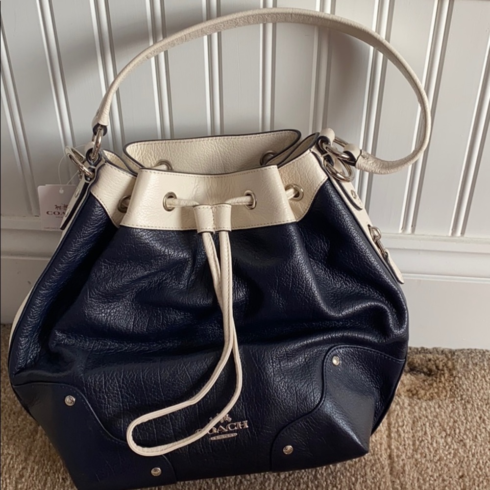 Coach Purse Navy Blue/White